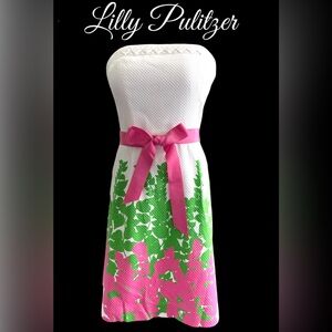 RARE Vintage Lilly Pulitzer Behind the Hedge Sienna Strapless Dress Size 4 EUC